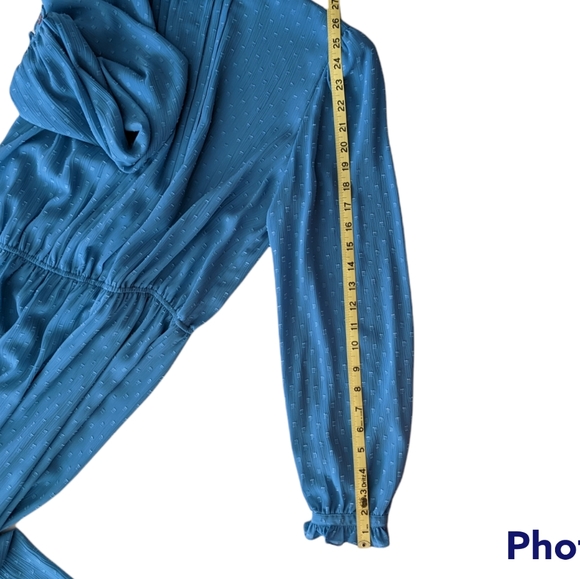 Vintage Blue Cottagecore Maxi Prairie Dress Removable Lace Collar - Picture 13 of 13